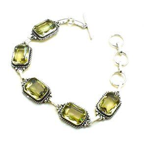 Green Amethyst Sterling Silver Bracelet